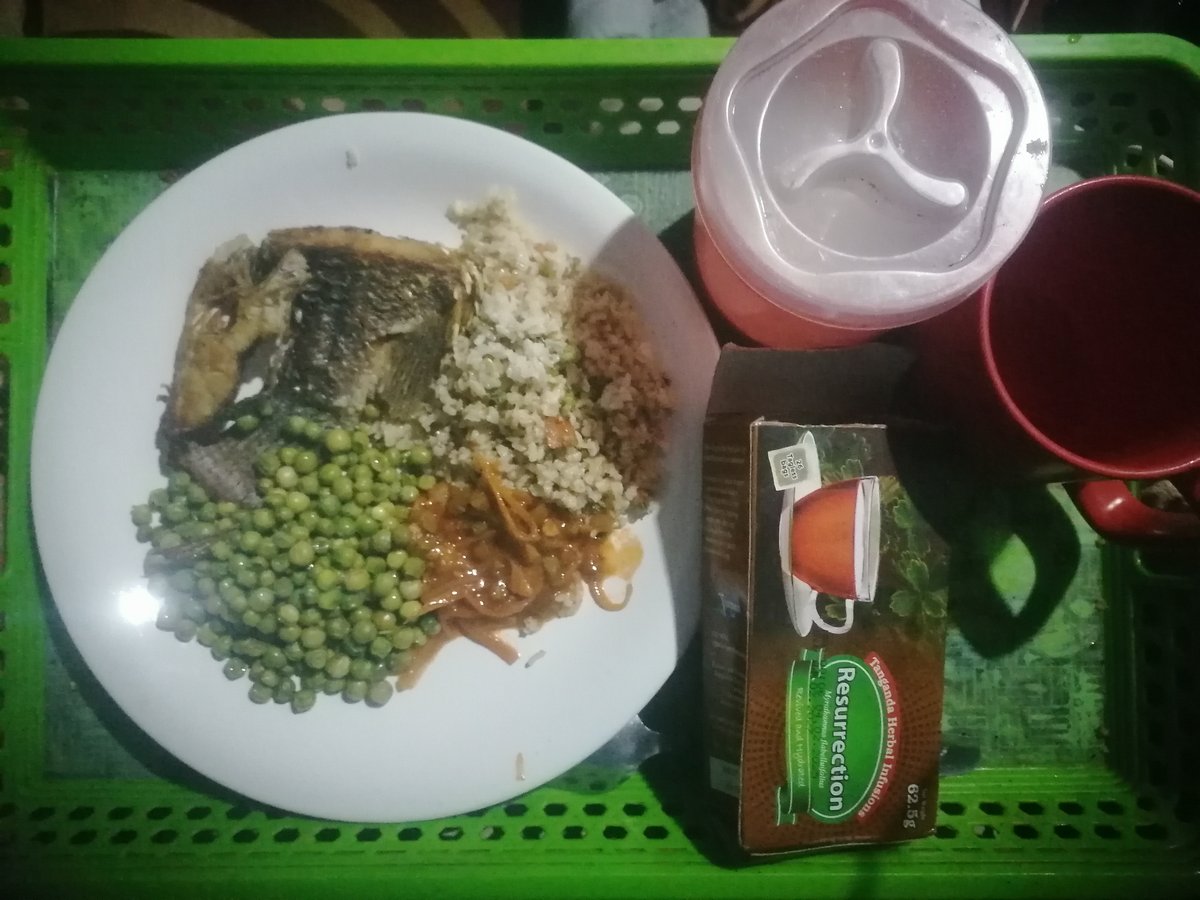 Brown Rice with Boiled Tilapia Fish, Peas and Mixed Vegetables